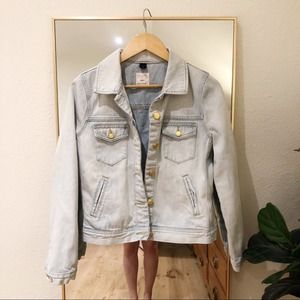 J.CREW Light Wash Denim Jean Jacket Gold Buttons Small S